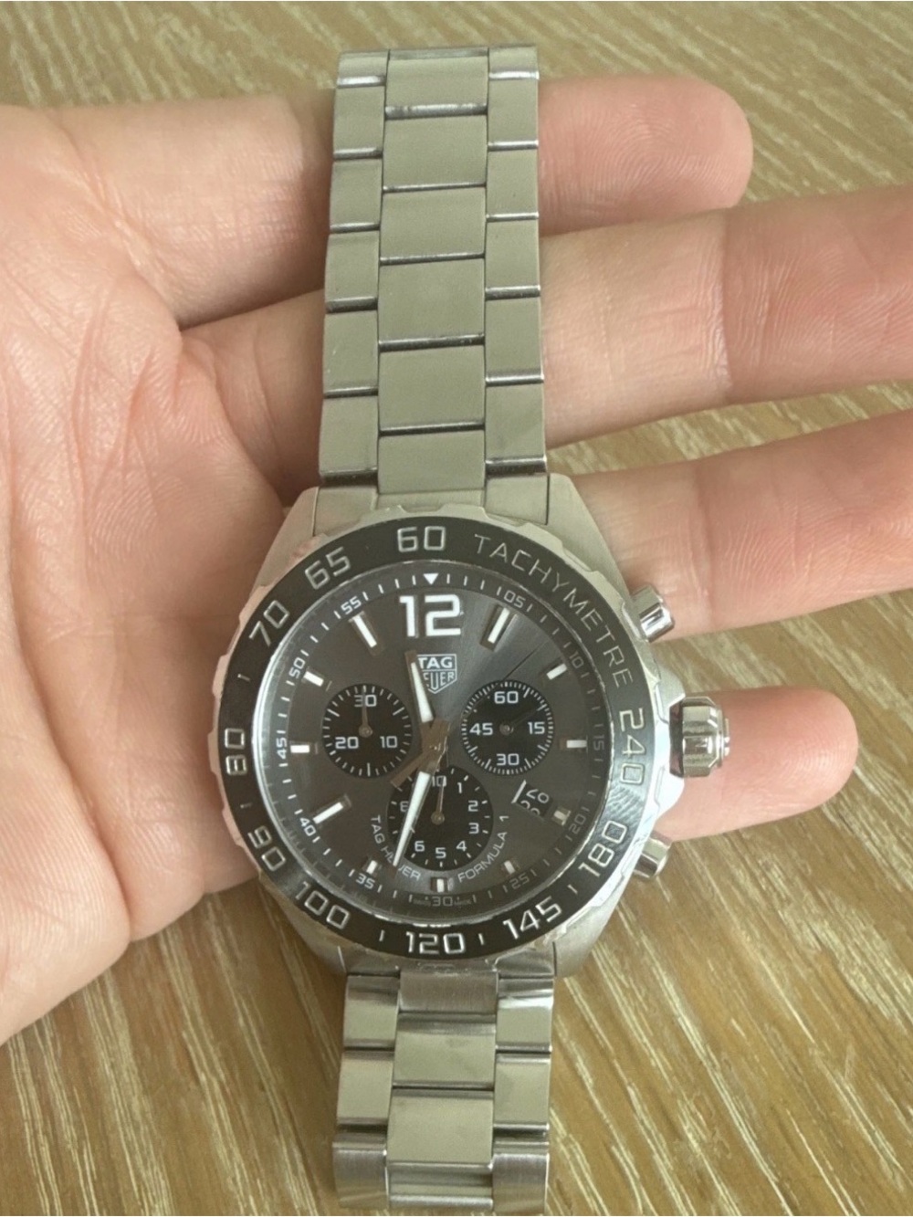 Tag Heuer Silver Stainless Steel Chronograph with Gray Dial